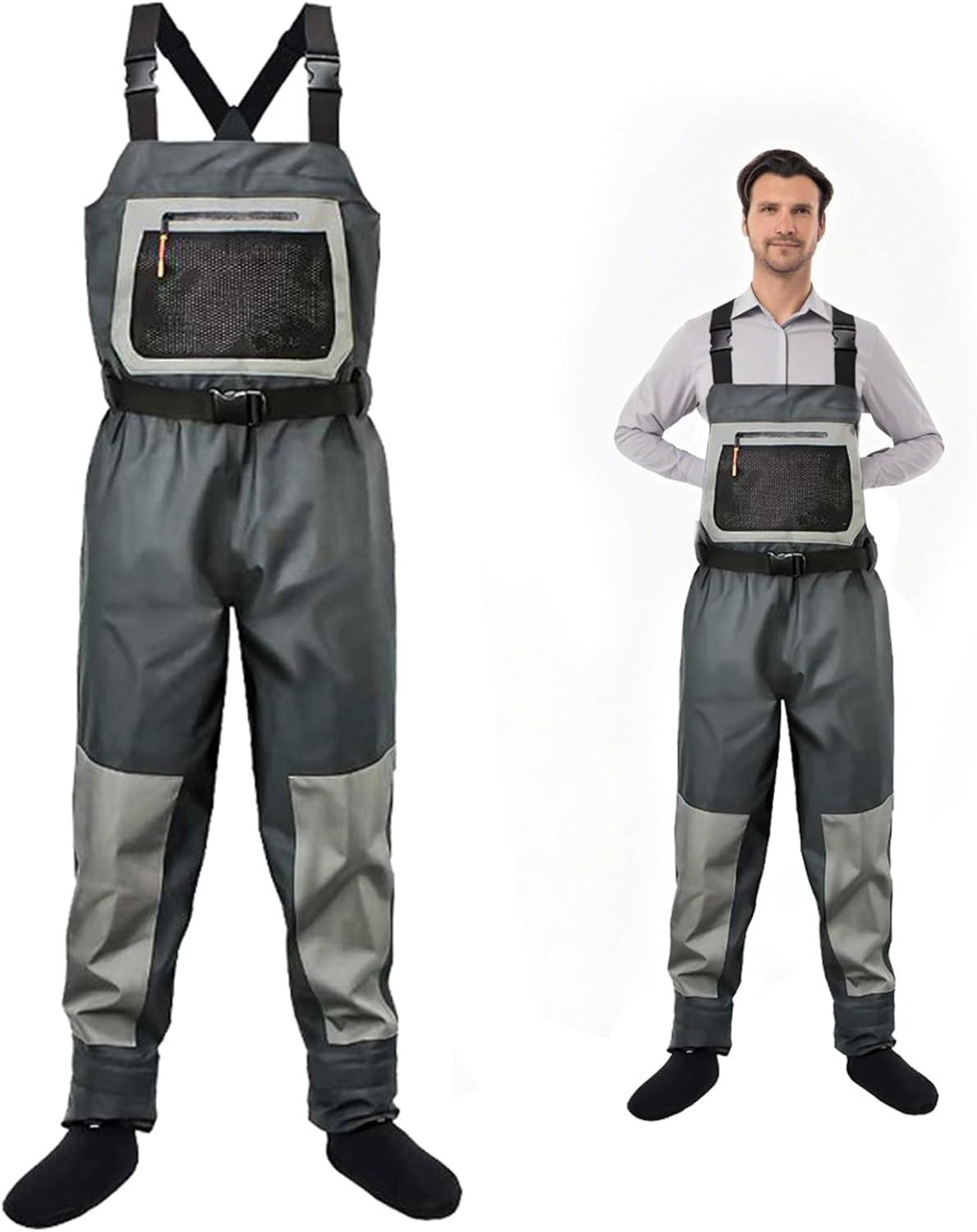 Fishing Waders for Men, Waterproof Chest Waders with Neoprene Stockingfoot Breathable Waders for Fly Fishing &Hunting