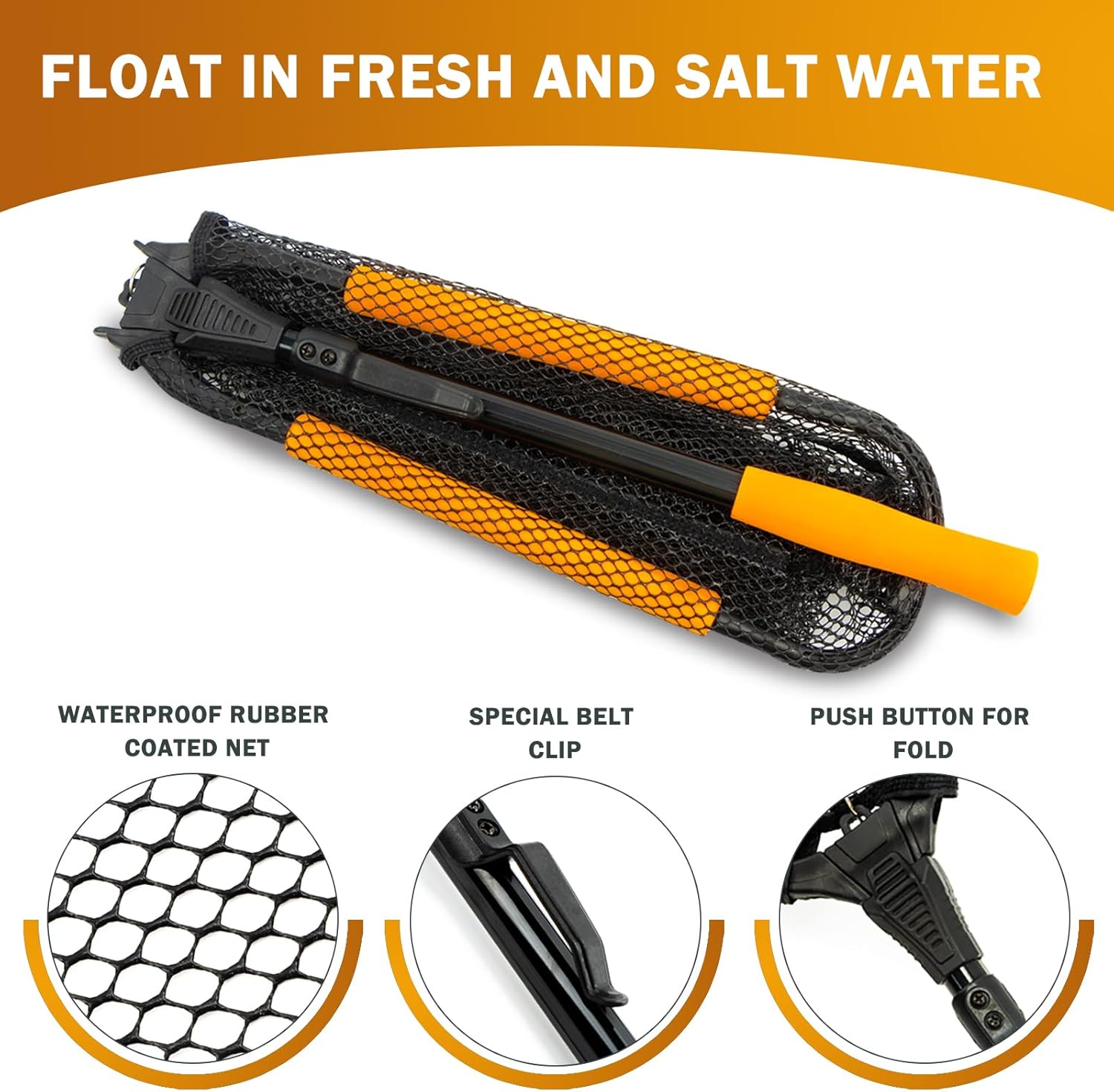 Floating Fishing Landing Net - Foldable for Freshwater or Saltwater - Folding and Fly Fishing - Image 3